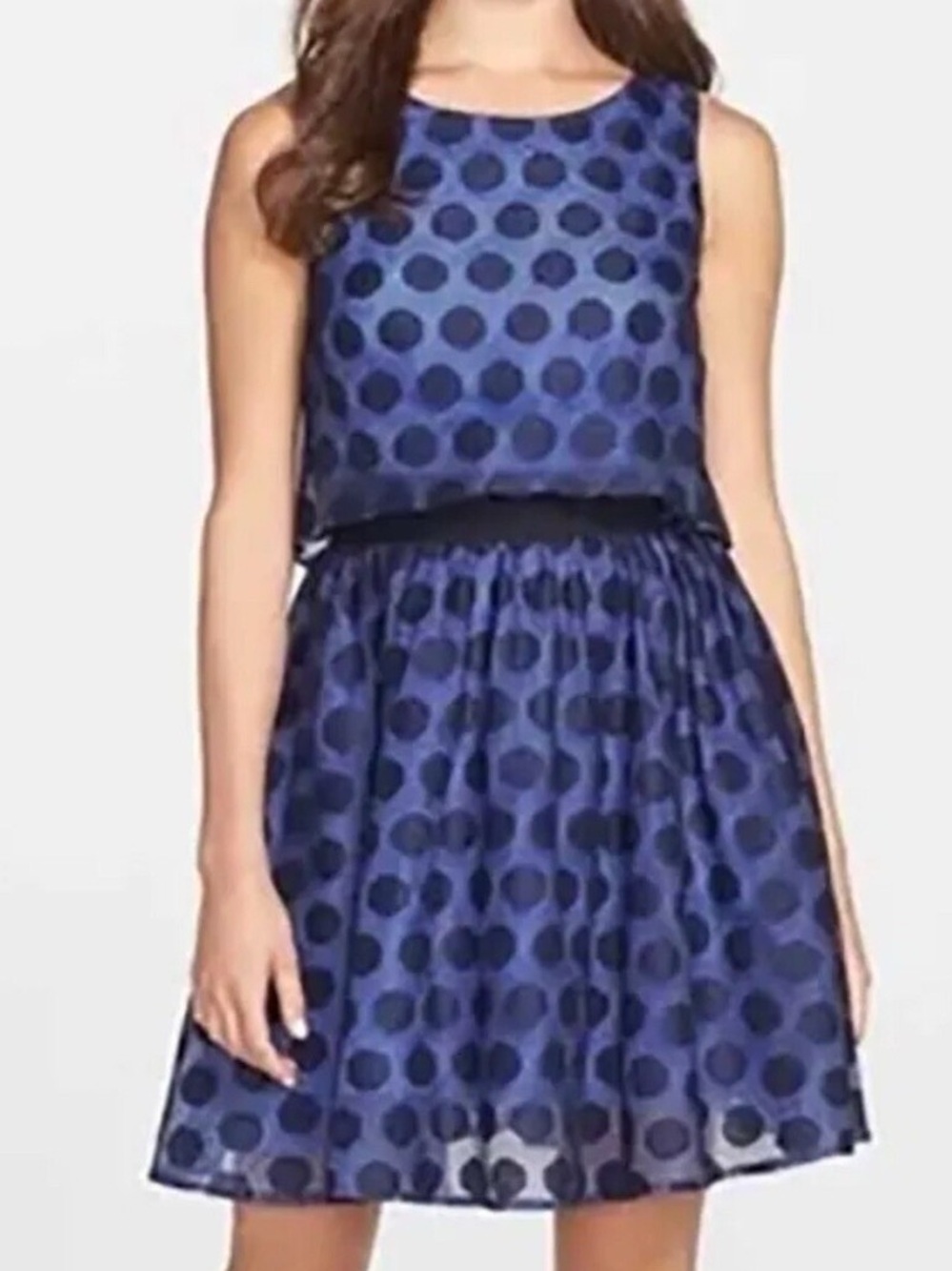 Betsey Johnson Blue Polka Dot Fit-and-Flare Mini Dress
